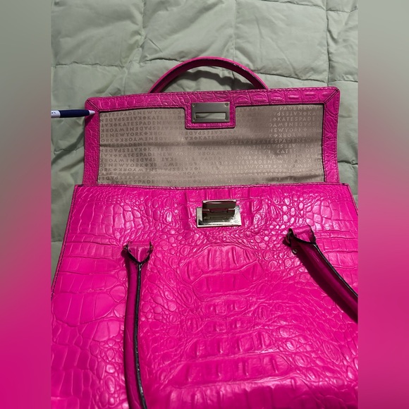Kate Spade Sinclair Orchard Valley Pink Sapphire Crocodile Embossed Leather Bag - Picture 9 of 13